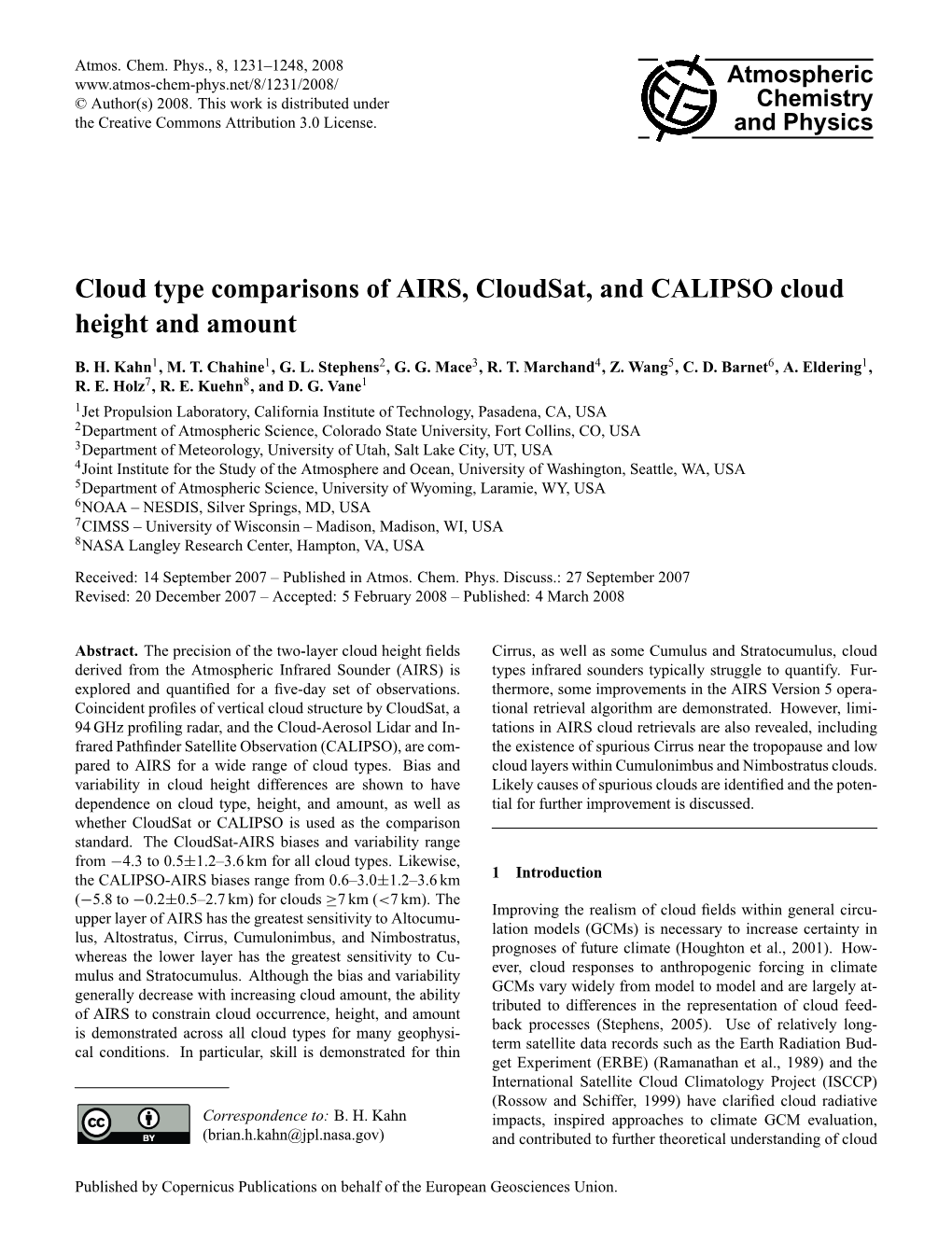 Cloud Type Comparisons of AIRS, Cloudsat, and CALIPSO Cloud Height and Amount