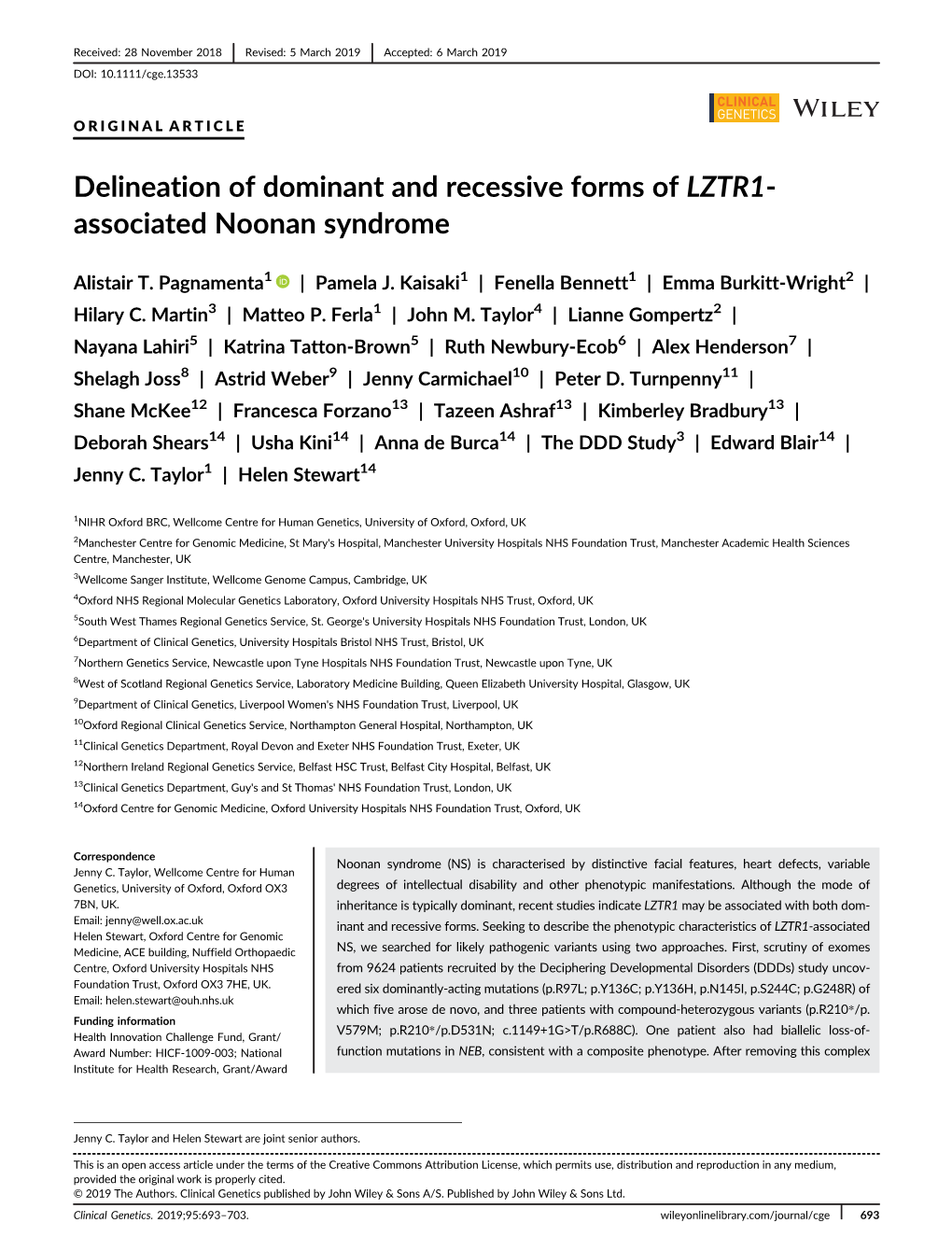 Delineation of Dominant and Recessive Forms of LZTR1- Associated Noonan Syndrome