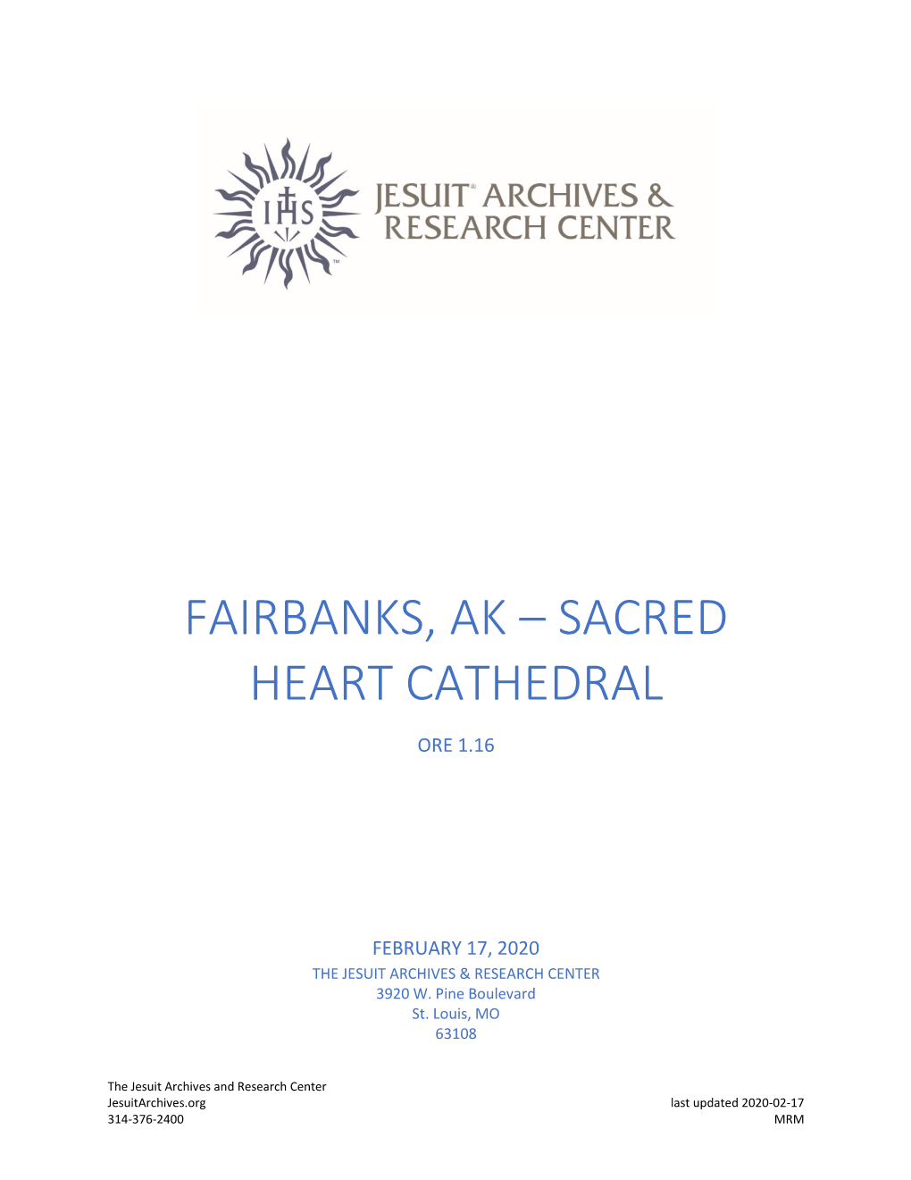 Fairbanks, Ak – Sacred Heart Cathedral