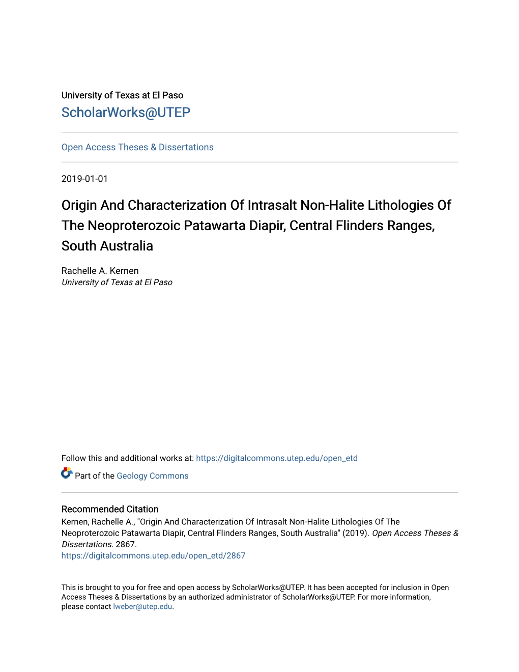 Origin and Characterization of Intrasalt Non-Halite Lithologies of the Neoproterozoic Patawarta Diapir, Central Flinders Ranges, South Australia