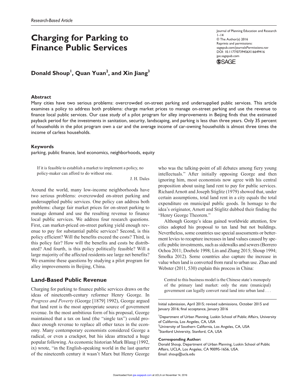 Charging for Parking to Finance Public Services Draws on the Government Can Legally Convert Rural Land Into Urban Land