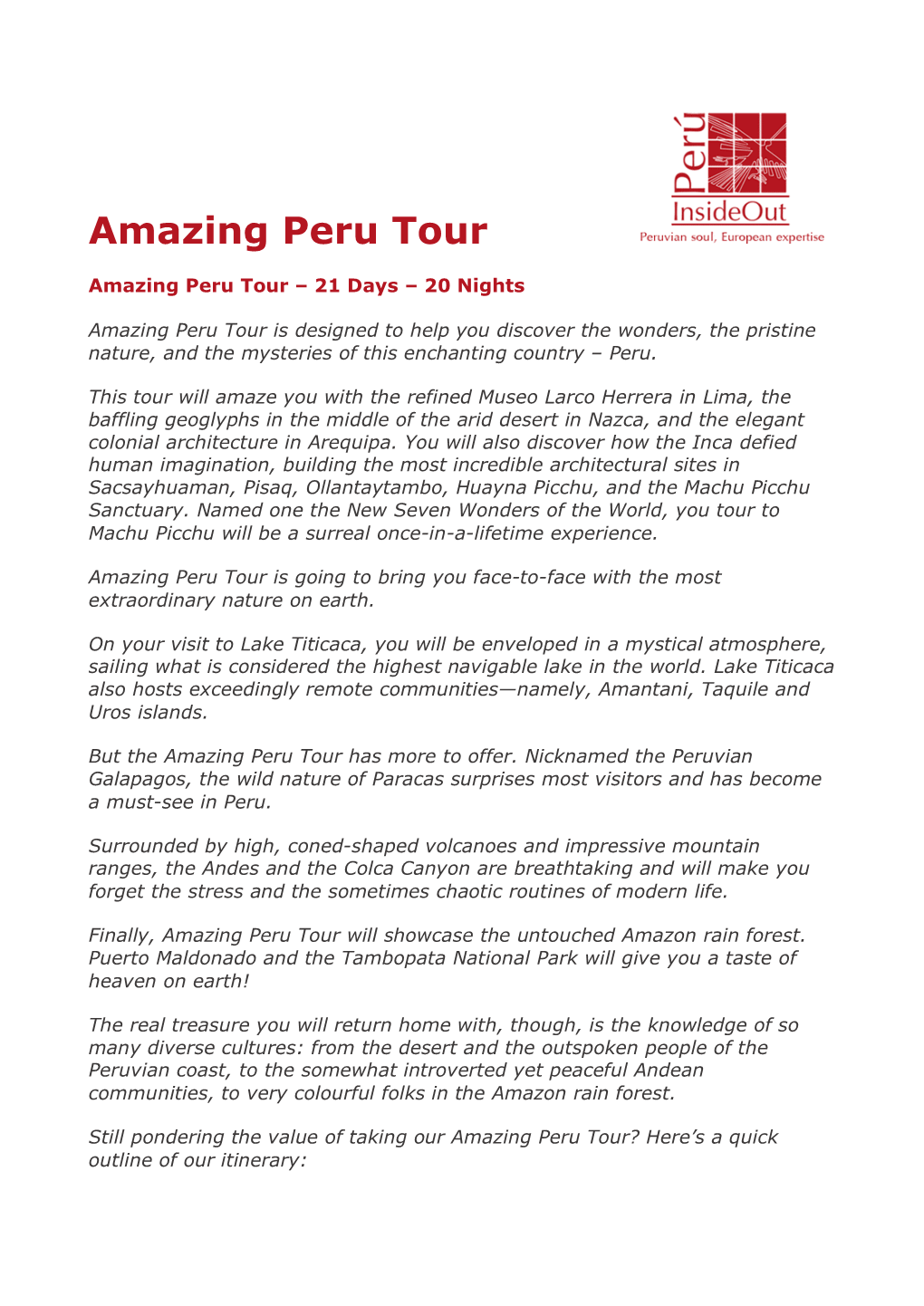 Amazing Peru Tour