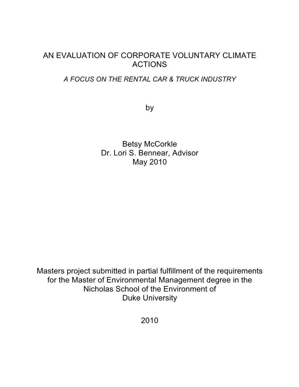 An Evaluation of Corporate Voluntary Climate Actions