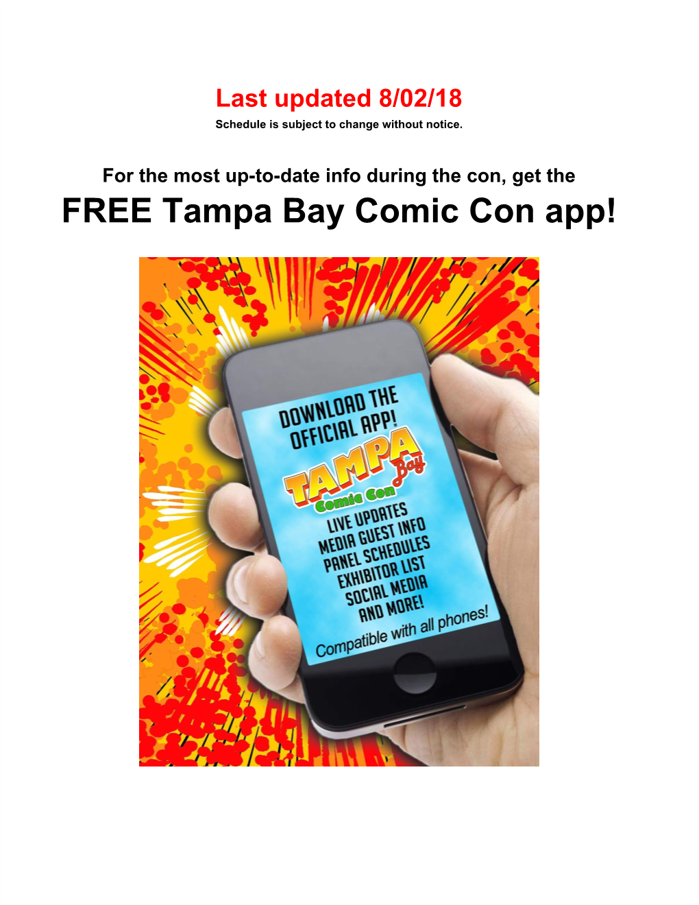 FREE Tampa Bay Comic Con App!