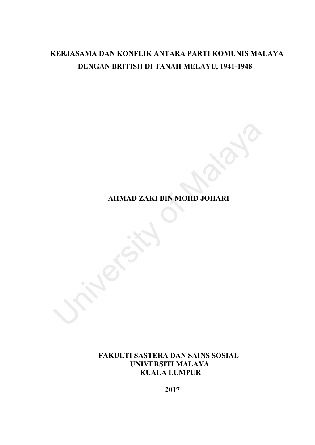 University of Malaya Press, 1971