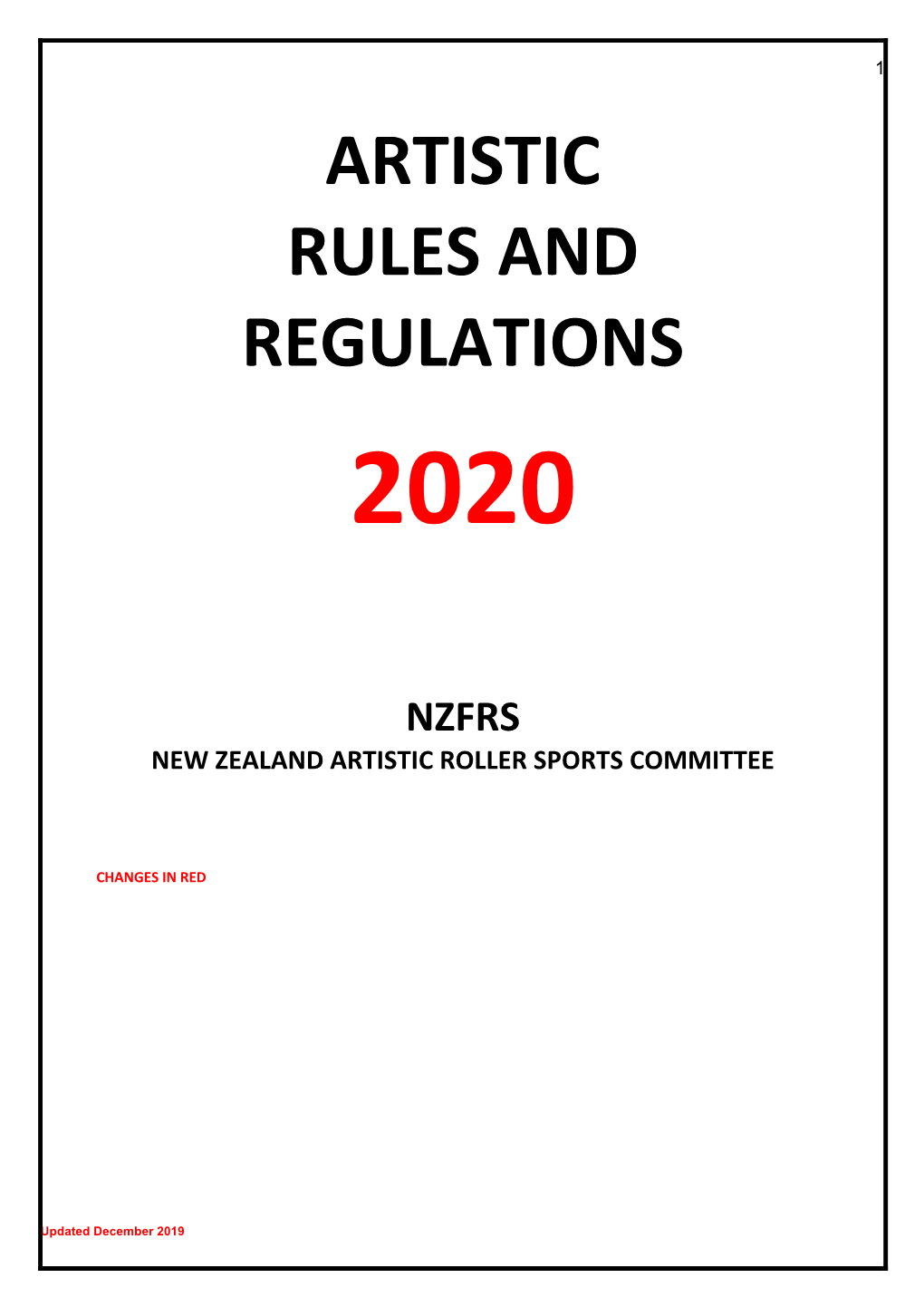 ARTISTIC Rules 2020 DRAFT #8