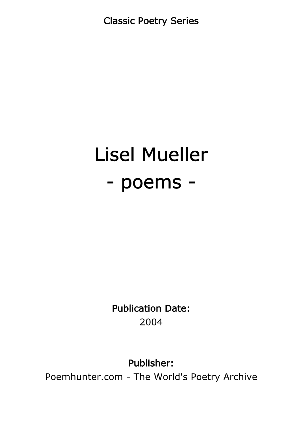 Lisel Mueller - Poems