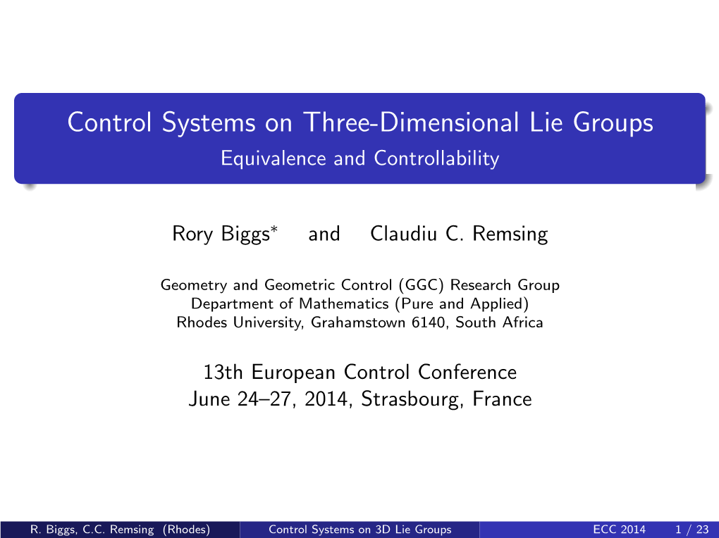 Control Systems on Three-Dimensional Lie Groups Equivalence and Controllability