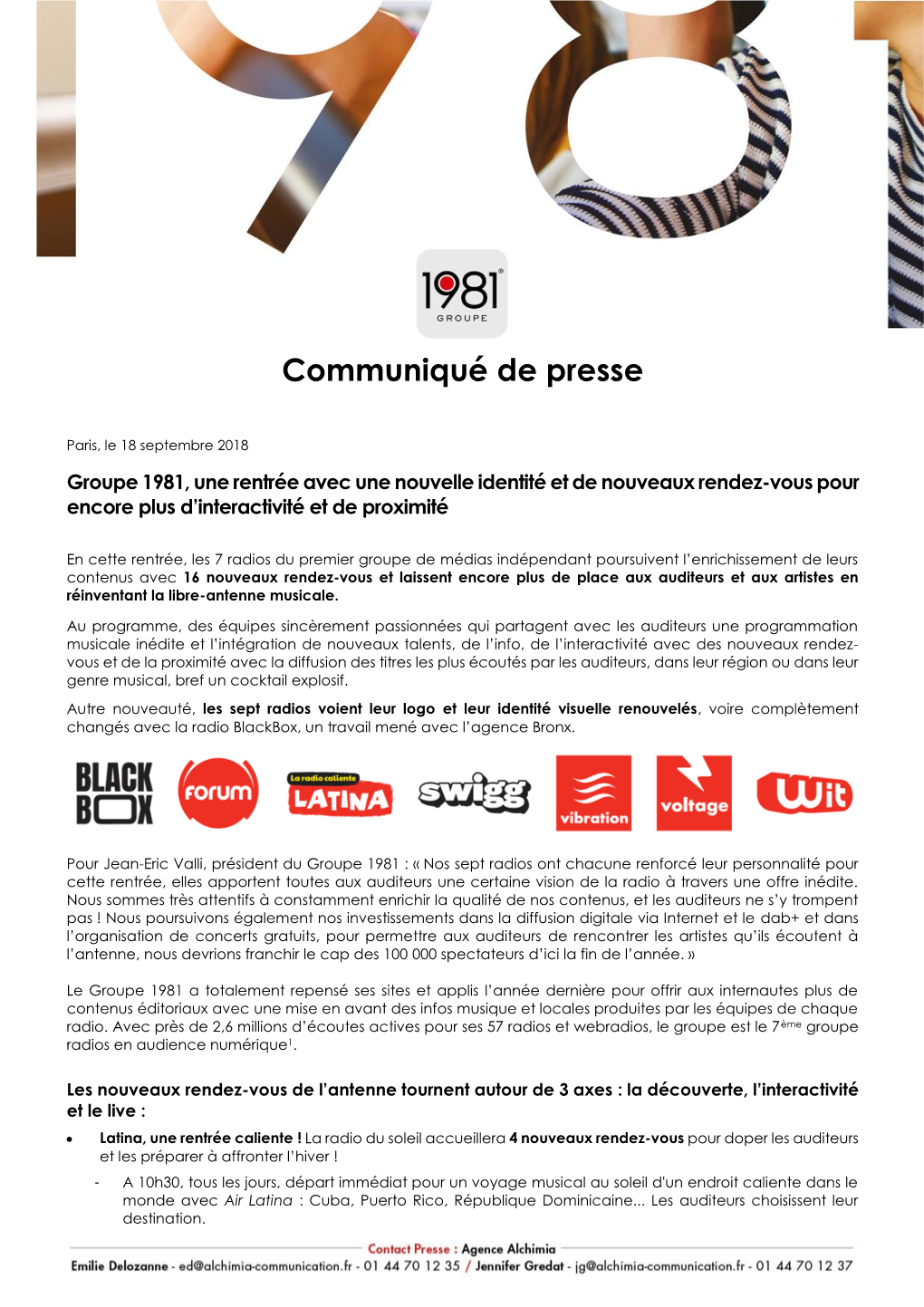 Communiqué De Presse