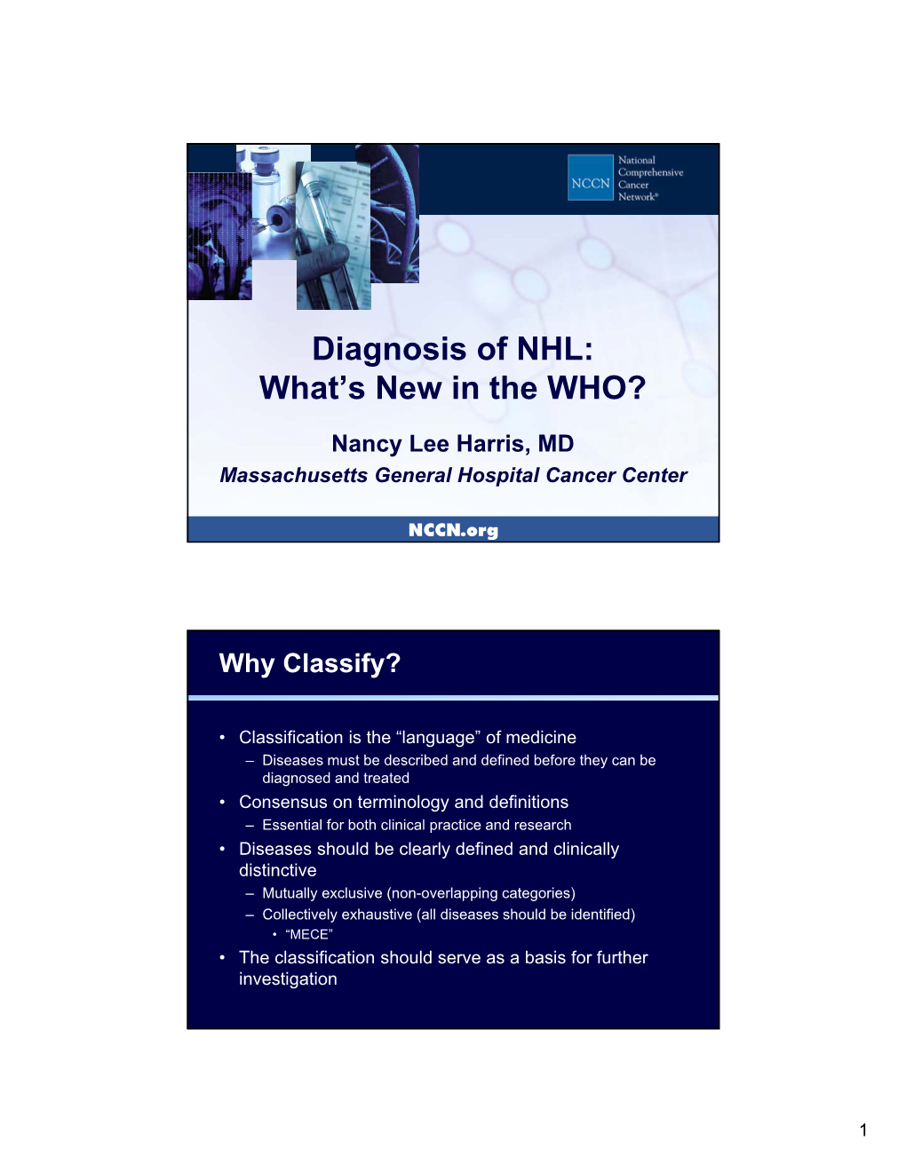 Diagnosis of NHL: What's New in the WHO?