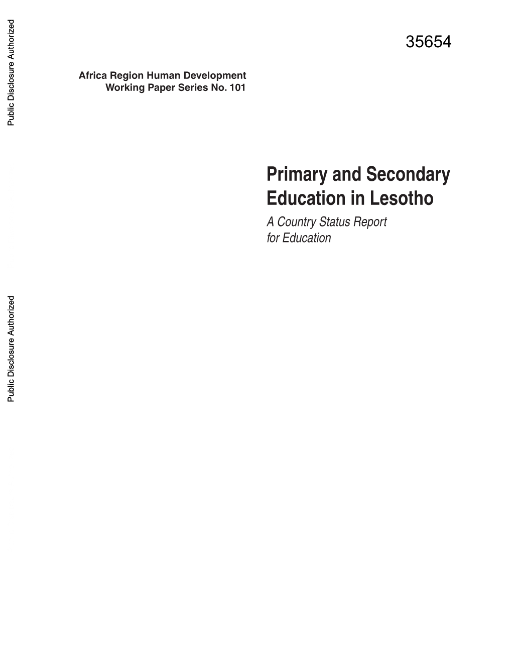 Primary and Secondary Education in Lesotho