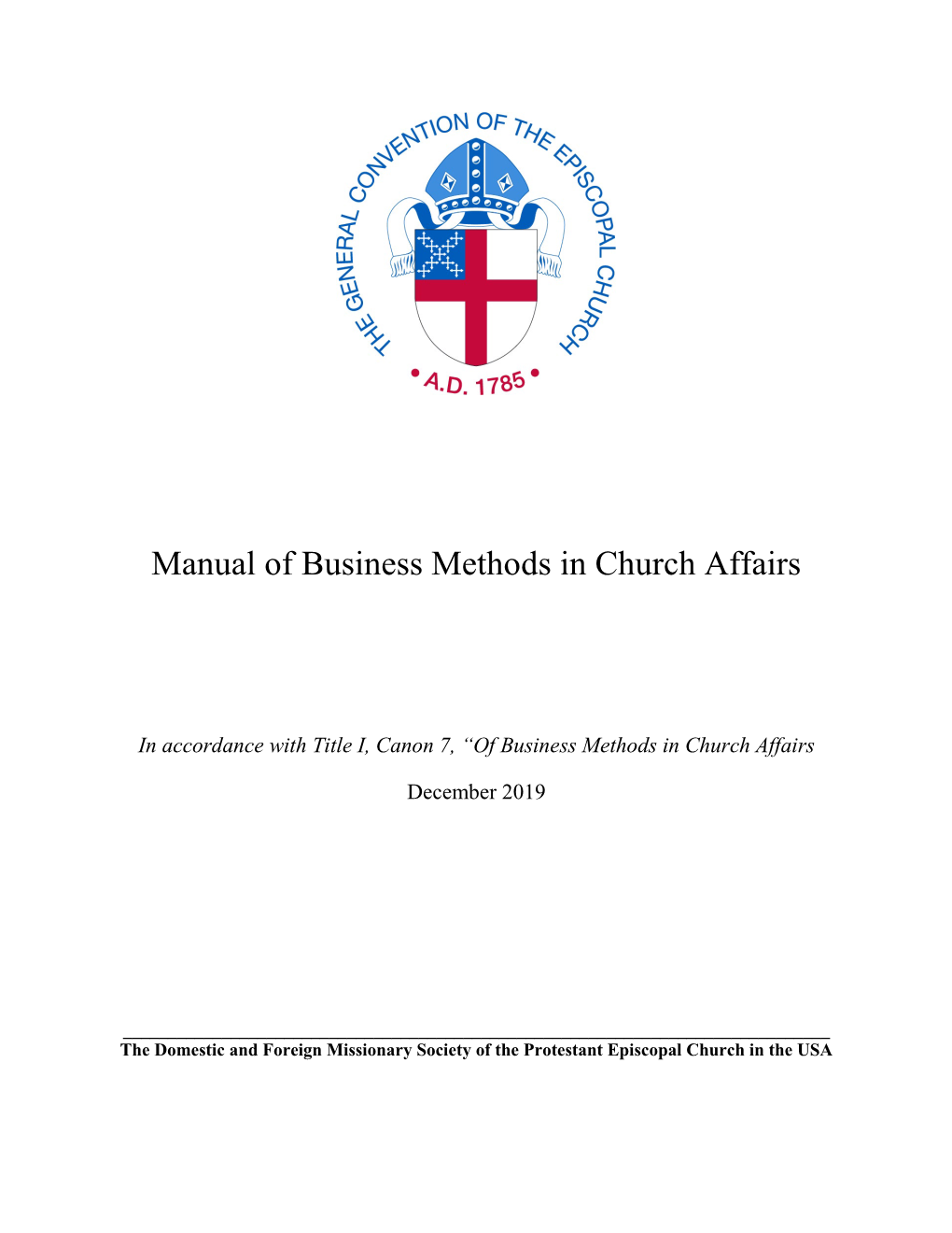 Manual of Business Methods in Church Affairs