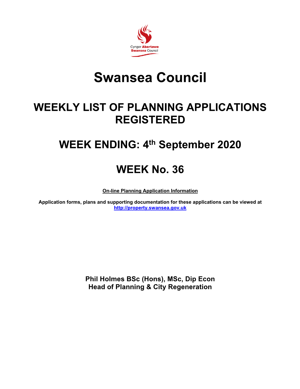 Applications for Week Ending 4 September 2020