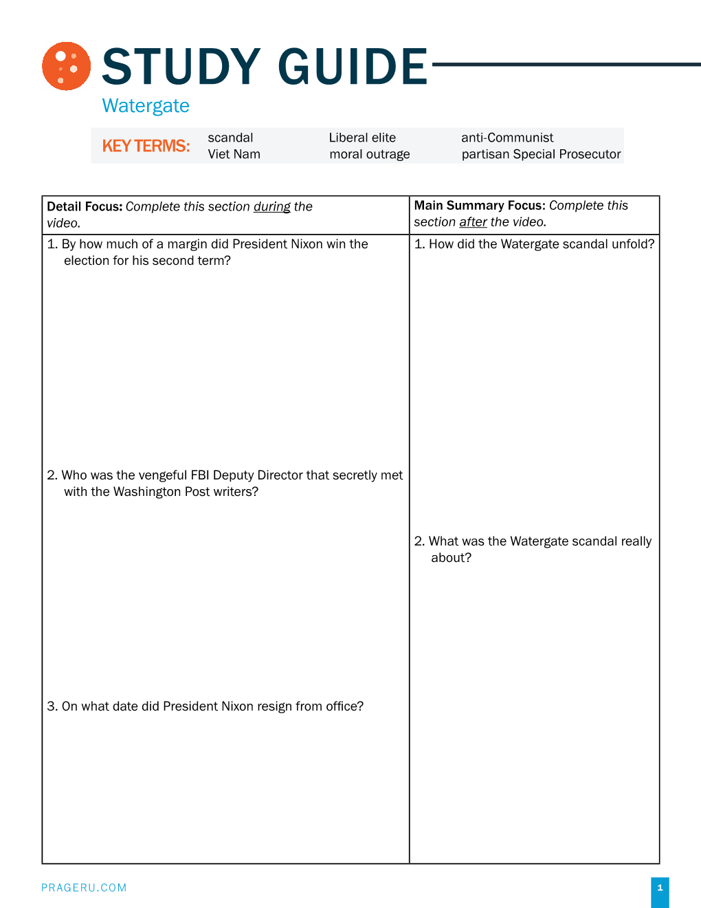 STUDY GUIDE Watergate