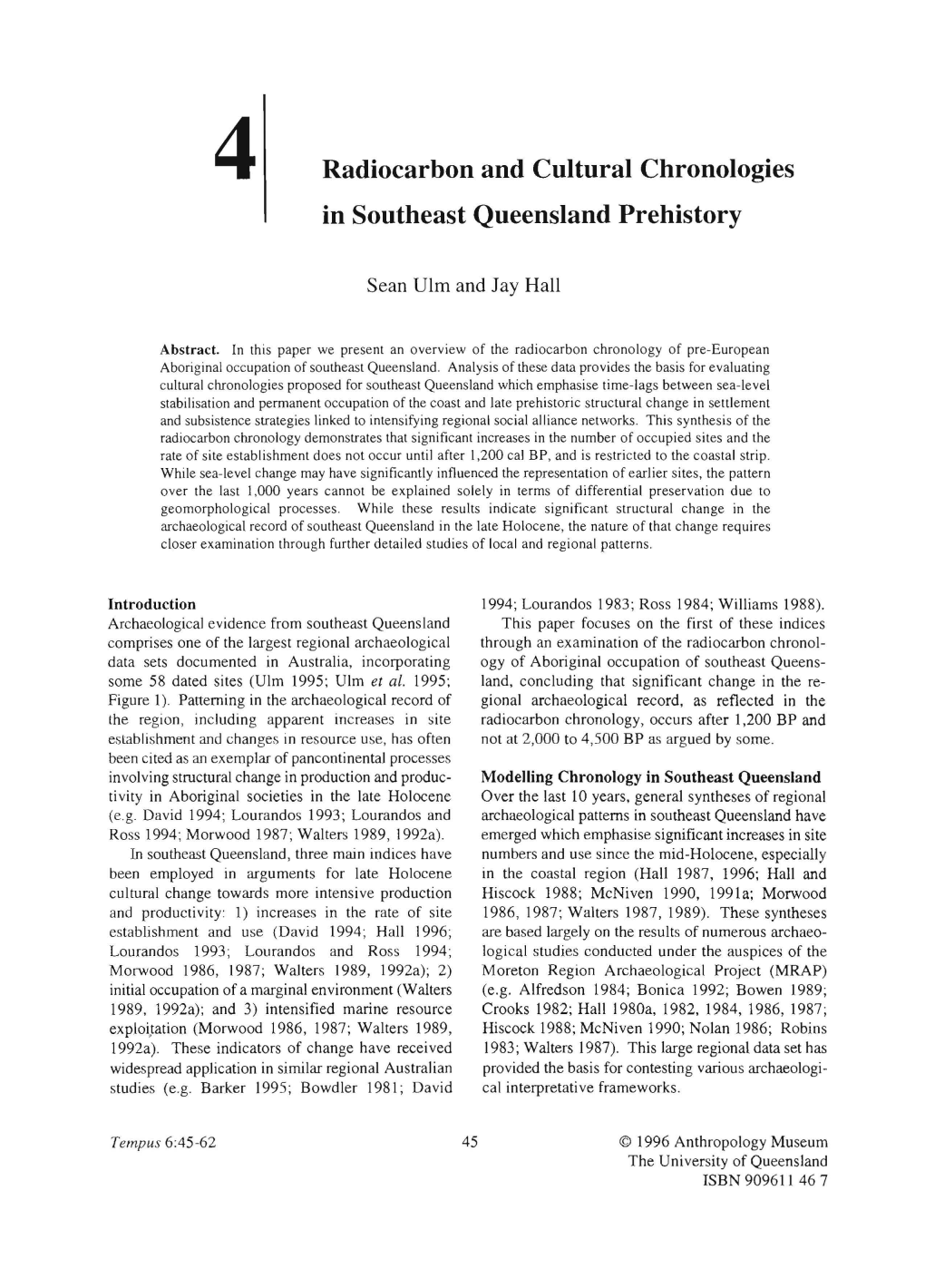 Radiocarbon and Cultural Chronologies in Southeast Queensland Prehistory