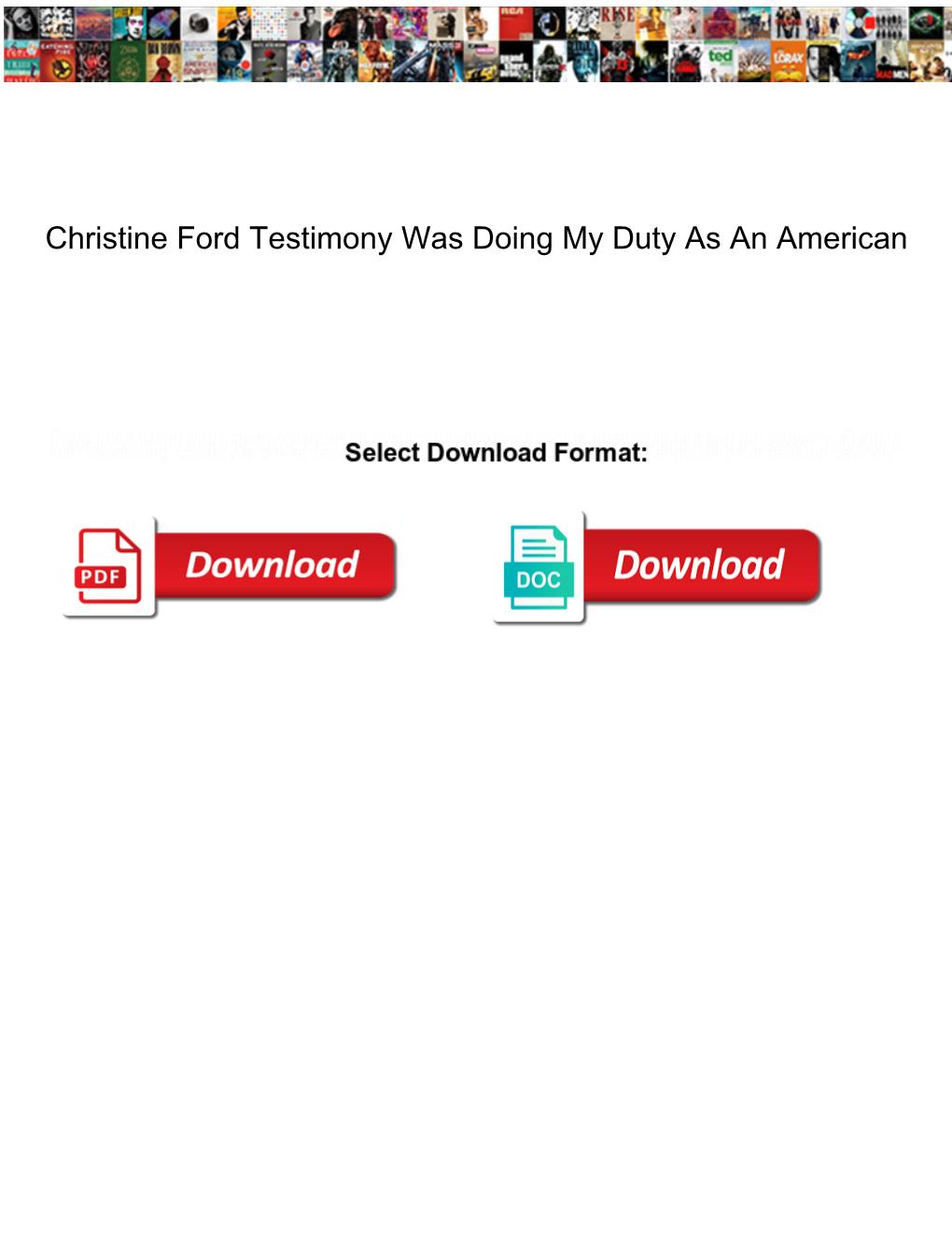 Christine Ford Testimony Was Doing My Duty As an American