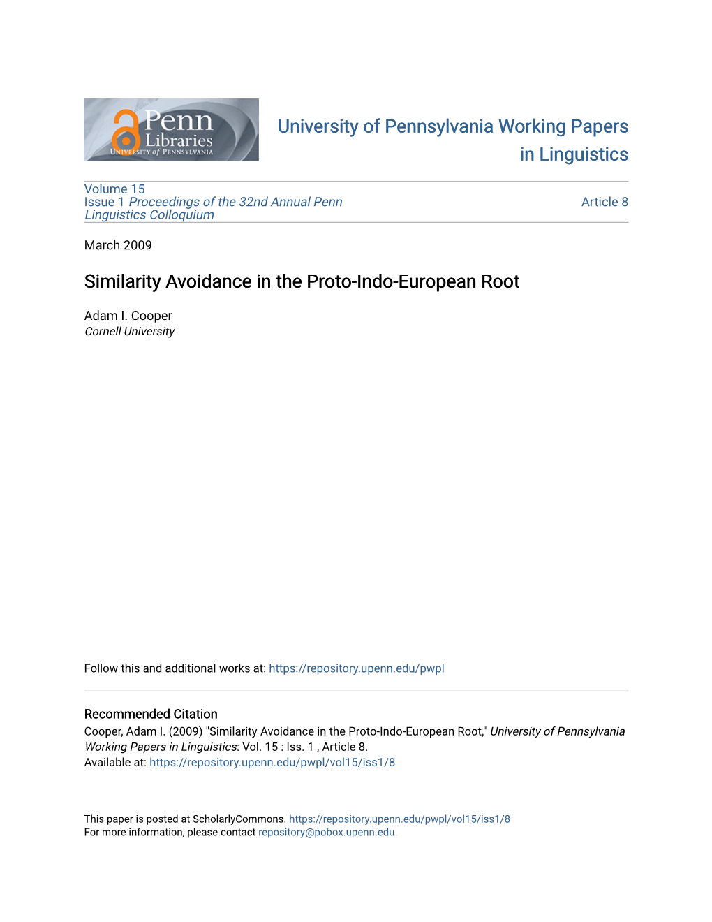 Similarity Avoidance in the Proto-Indo-European Root