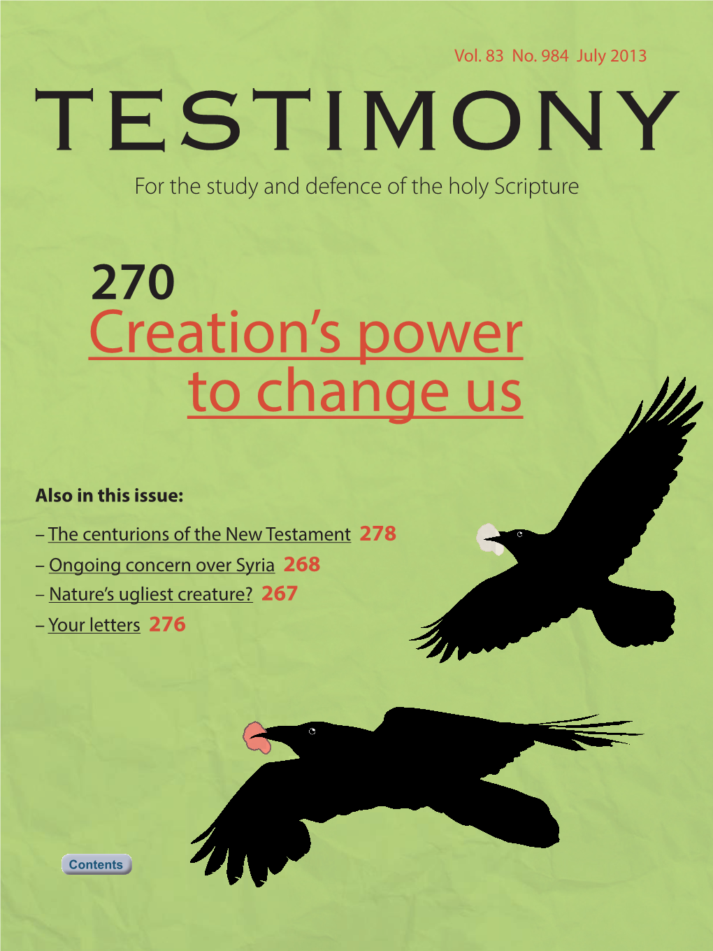 Testimony Magazine July 2013