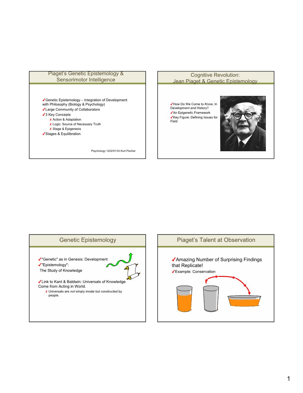 Genetic Epistemology Piaget's Talent at Observation