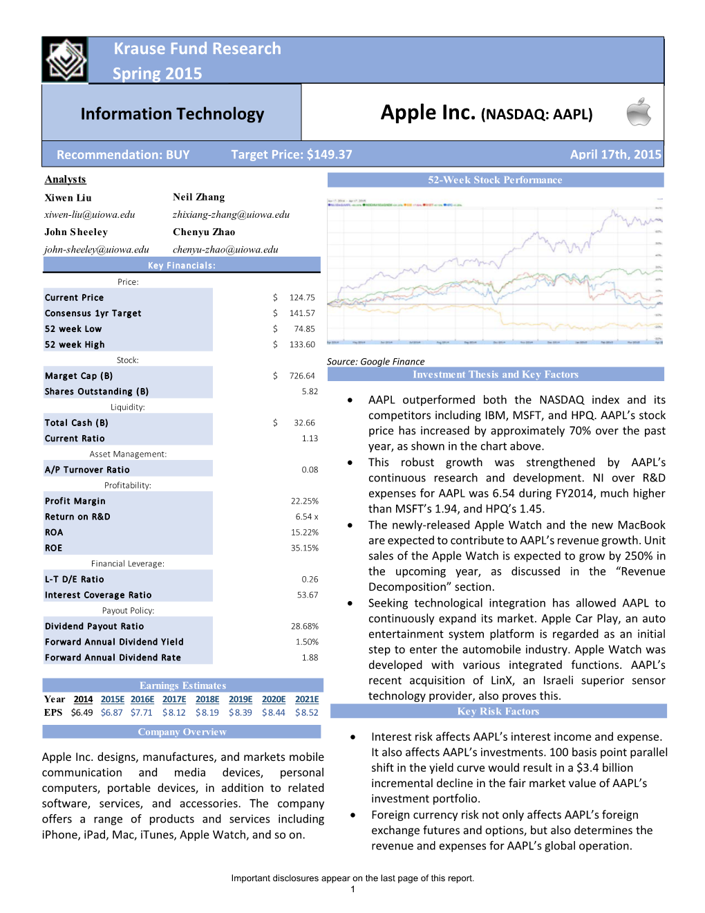 Krause Fund Research Spring 2015 Information Technology