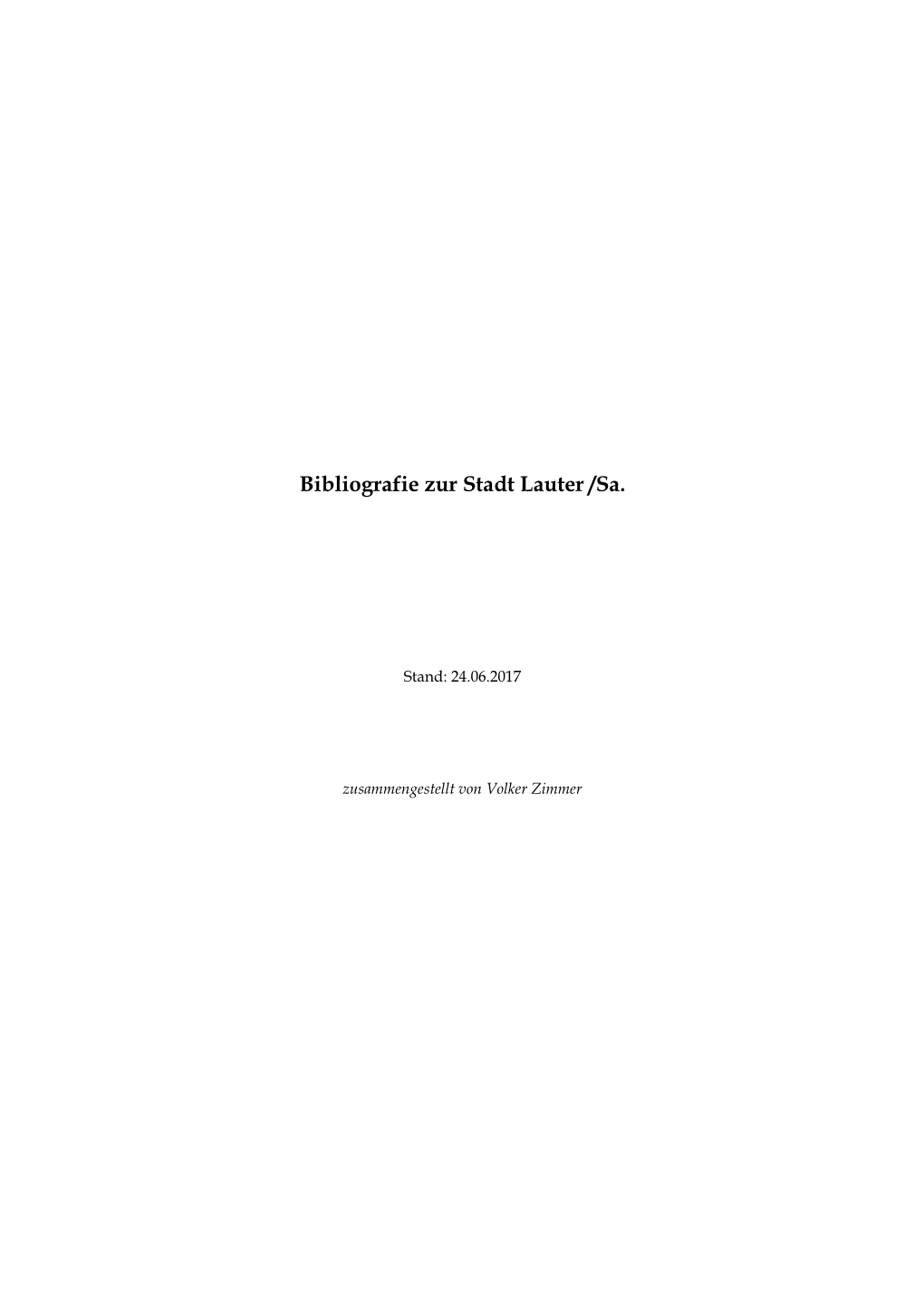 Bibliografie Zur Stadt Lauter /Sa