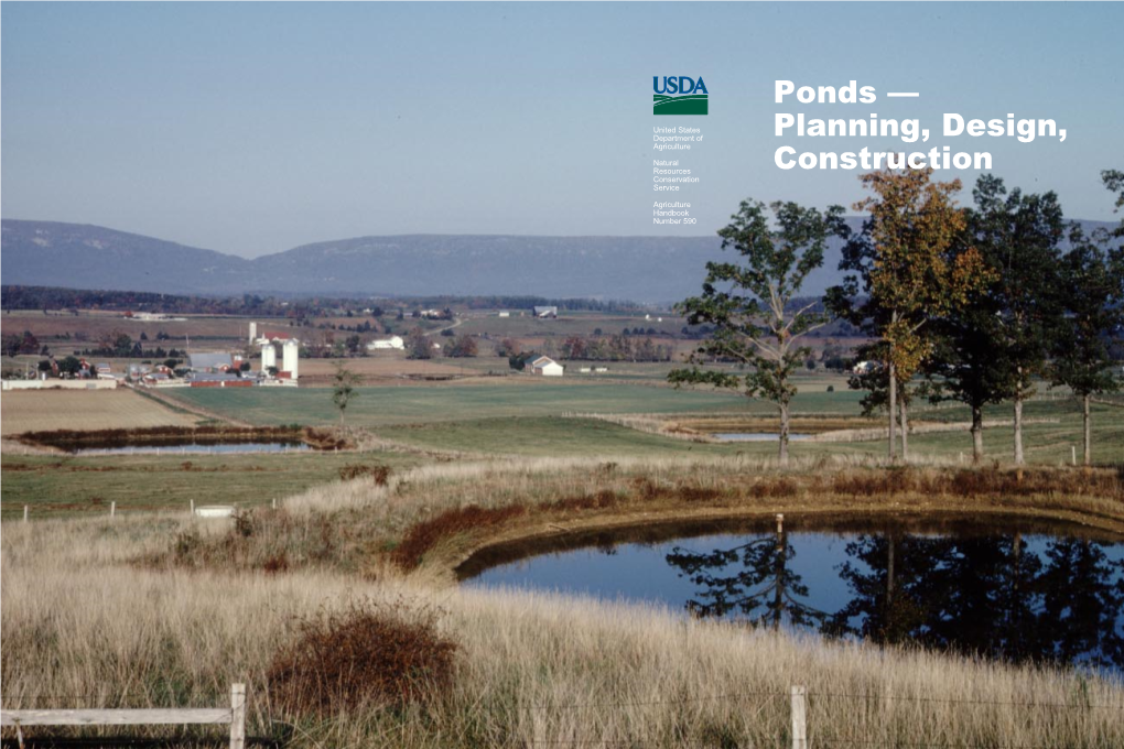 Ponds: Planning Design and Construction