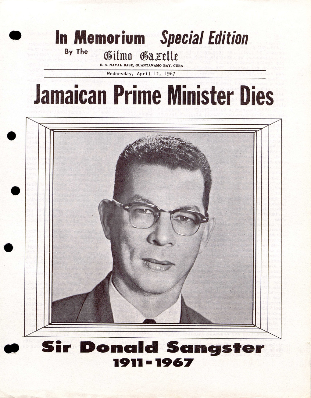 Jamaican Prime Minister Dies