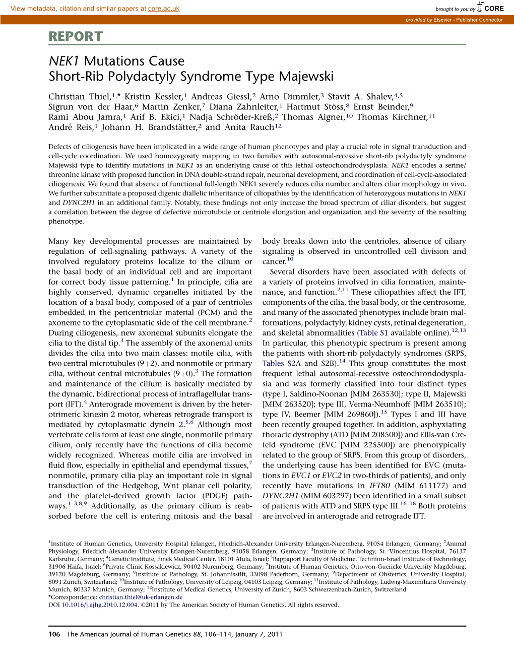 NEK1 Mutations Cause Short-Rib Polydactyly Syndrome Type Majewski