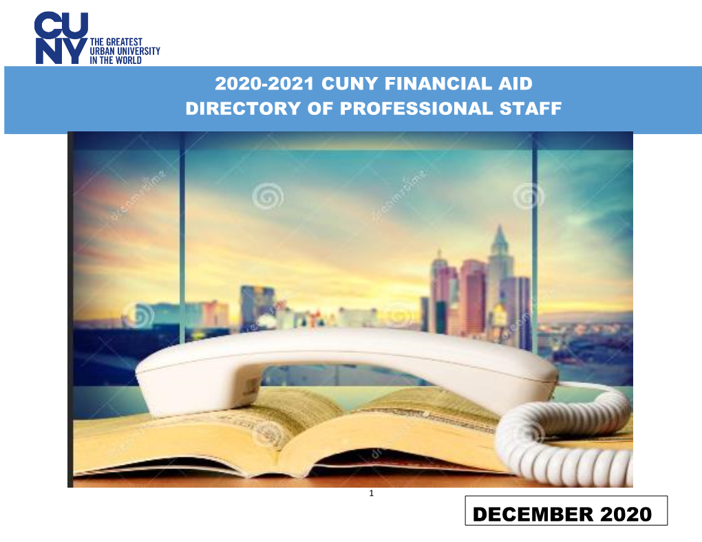 2020-2021 Cuny Financial Aid Directory of Professional Staff