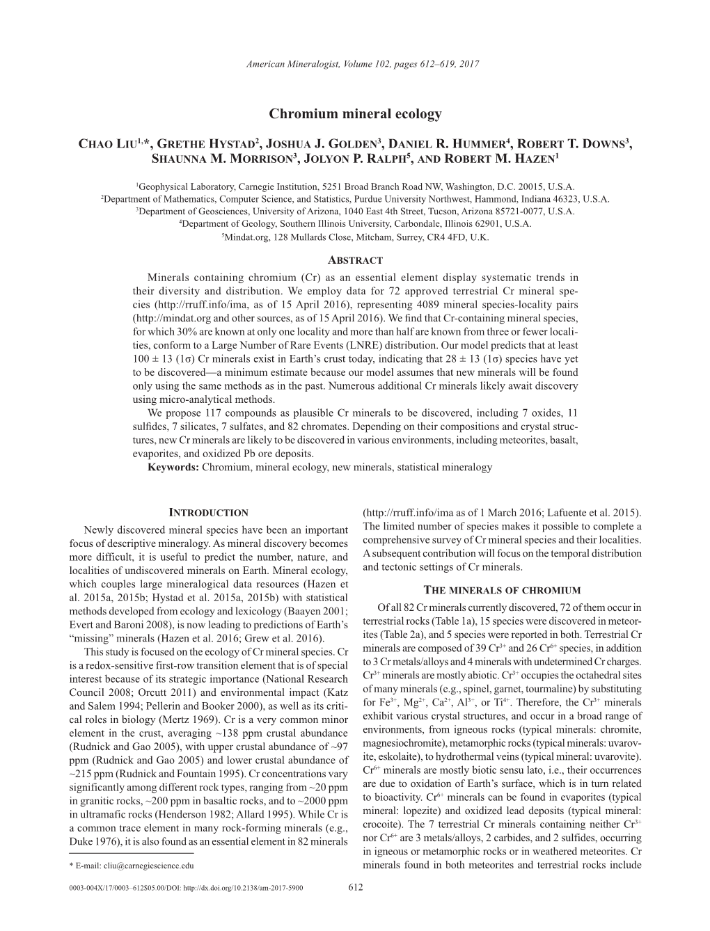 Chromium Mineral Ecology