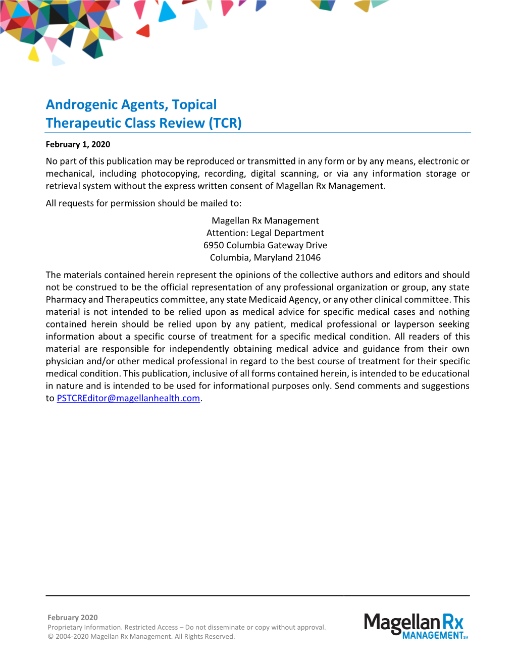 Androgenic Agents Topical