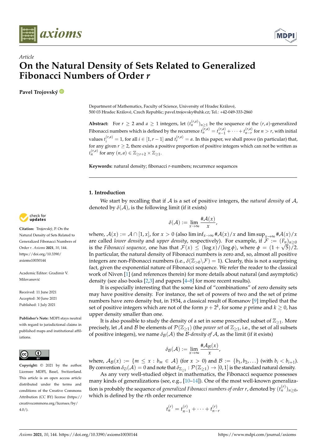 On the Natural Density of Sets Related to Generalized Fibonacci Numbers of Order R
