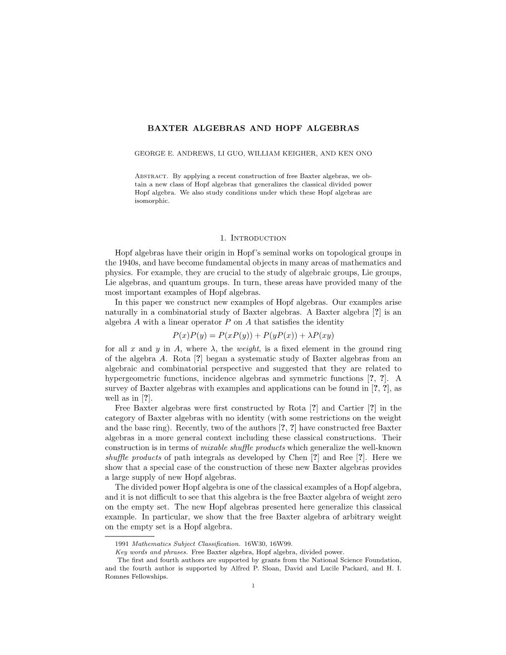 Baxter Algebras and Hopf Algebras