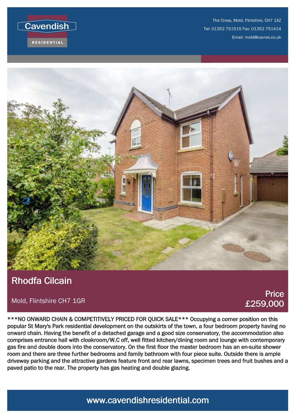 Rhodfa Cilcain Price Mold, Flintshire CH7 1GR £259,000