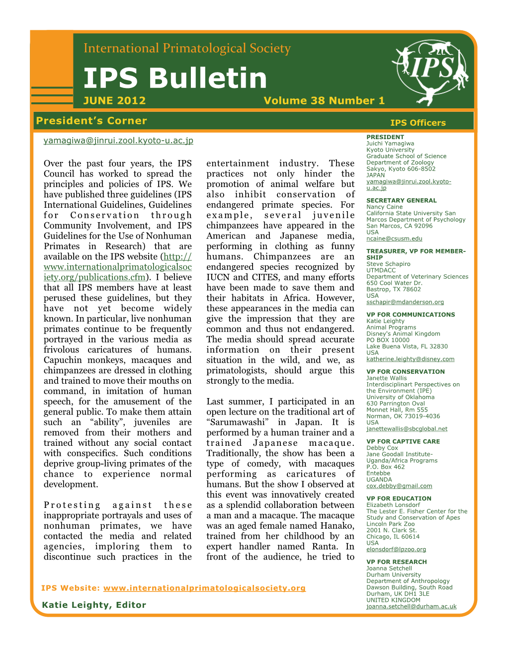 IPS Bulletin JUNE 2012 Volume 38 Number 1