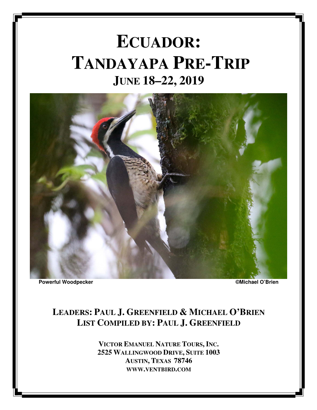 Tandayapa Pre-Trip June 18–22, 2019 by Paul J