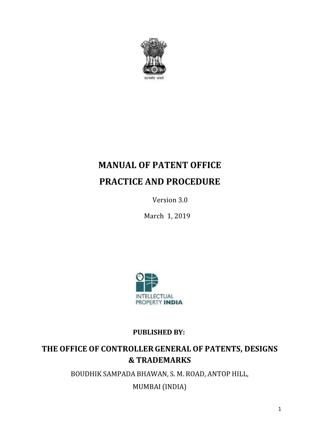 Manual of Patent Office Practice and Procedure
