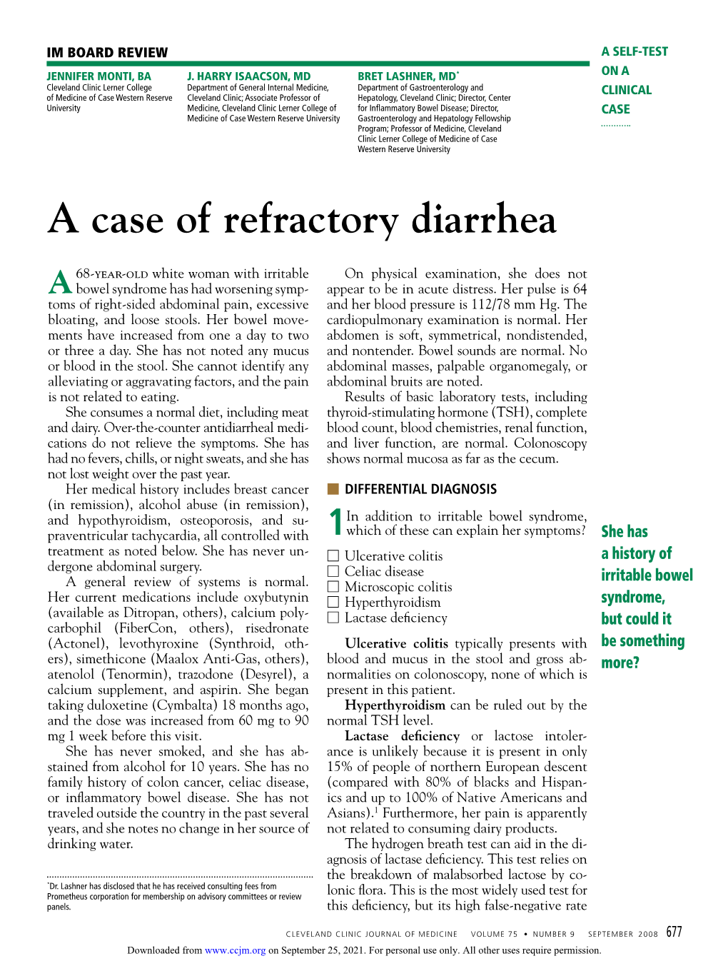 A Case of Refractory Diarrhea