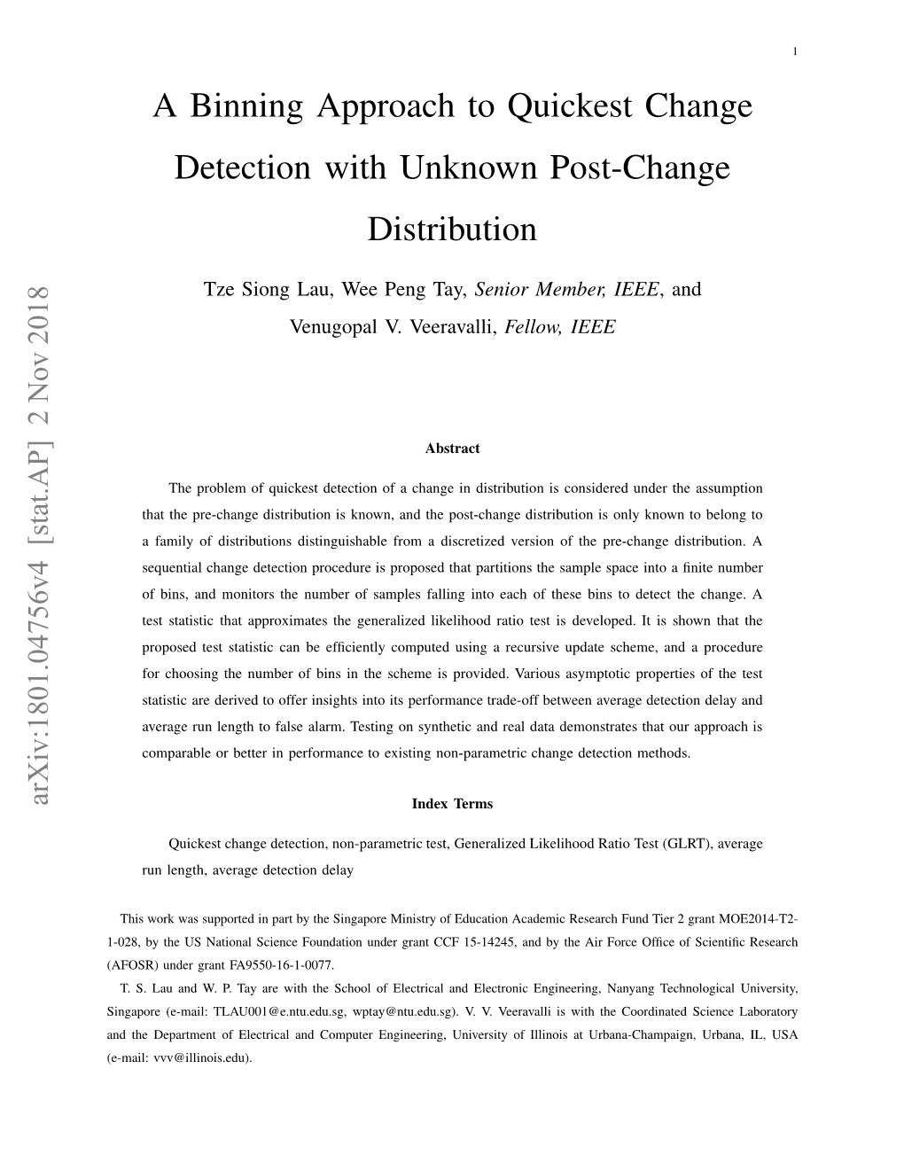 A Binning Approach to Quickest Change Detection with Unknown Post-Change Distribution"