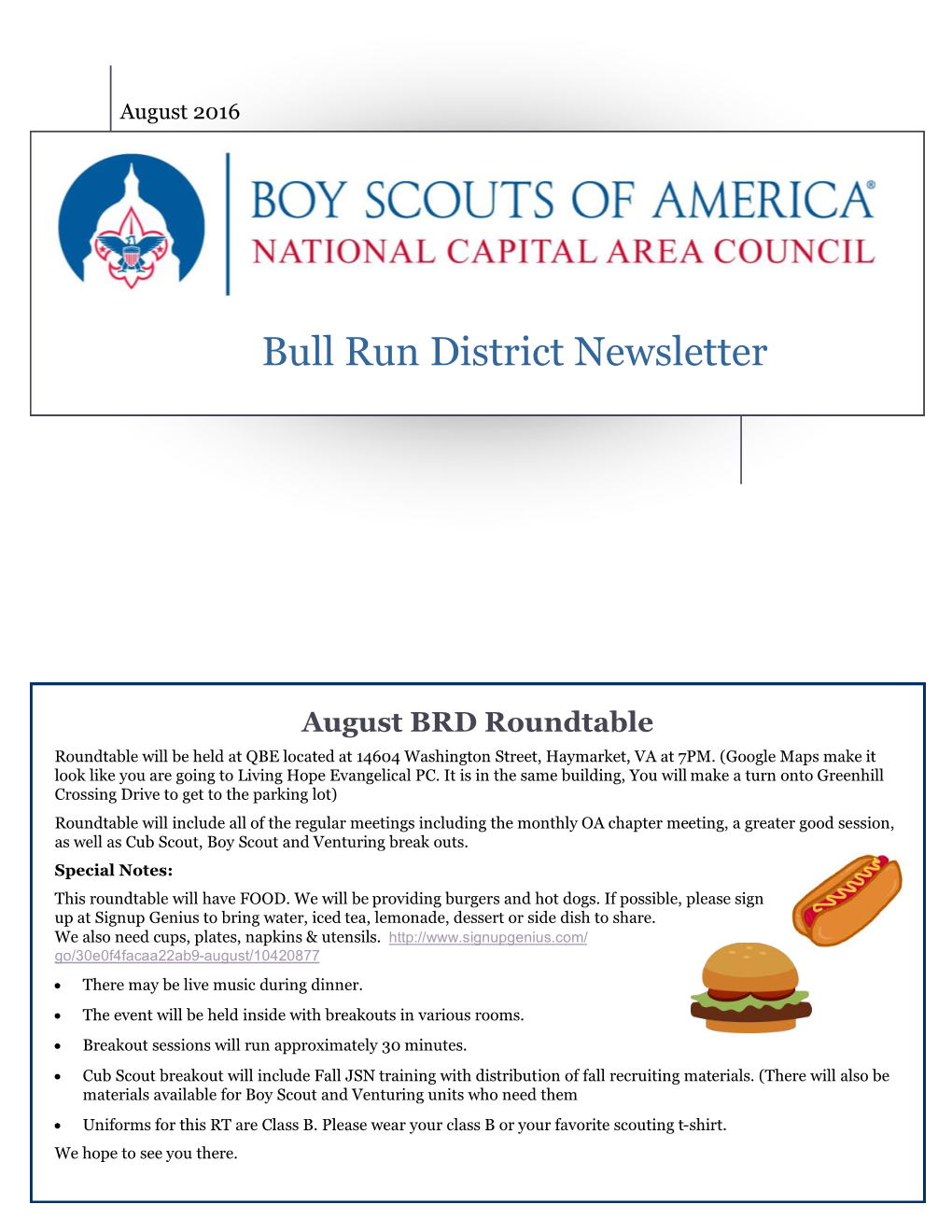 Bull Run District Newsletter