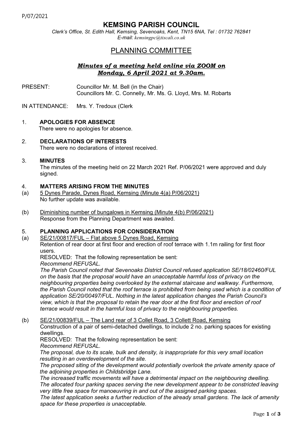 Kemsing Parish Council Planning Committee