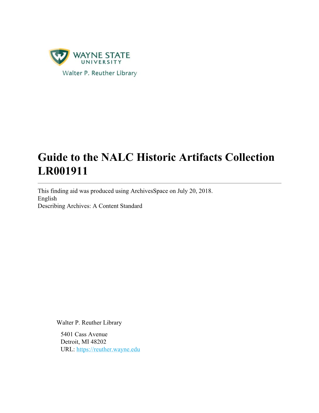 NALC Historic Artifacts Collection LR001911