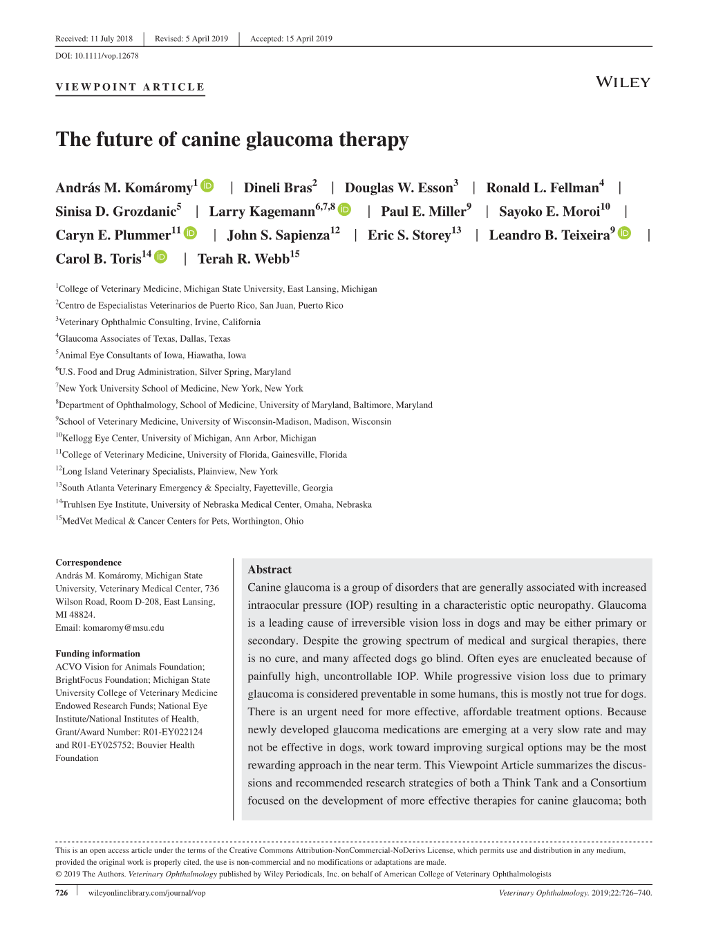 The Future of Canine Glaucoma Therapy