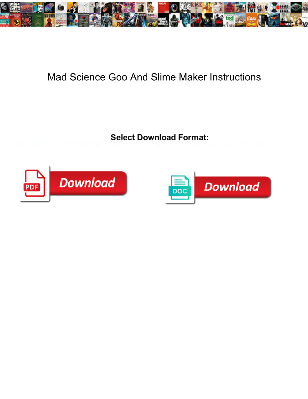 Mad Science Goo and Slime Maker Instructions