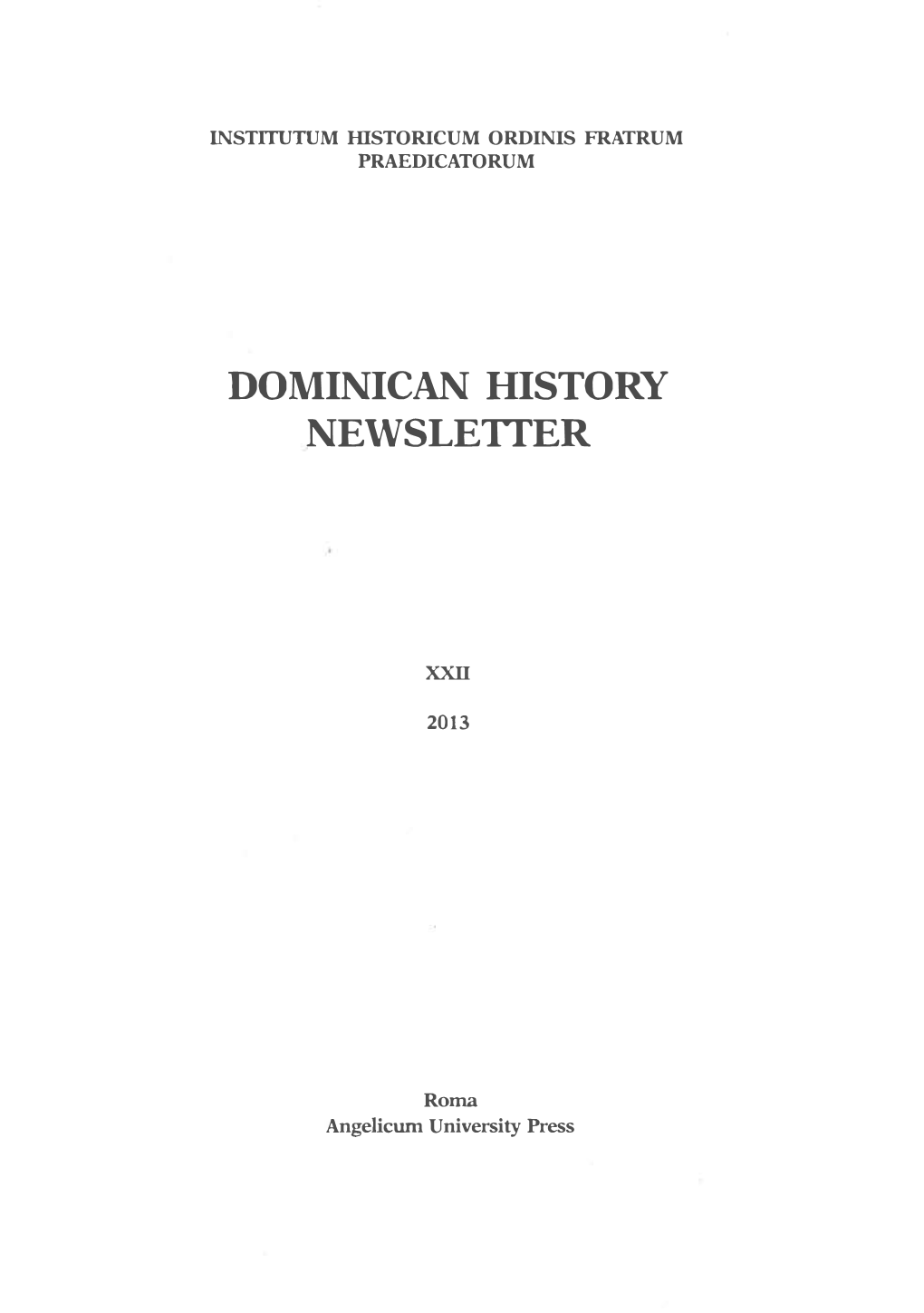 Dominican History Newsle1ter