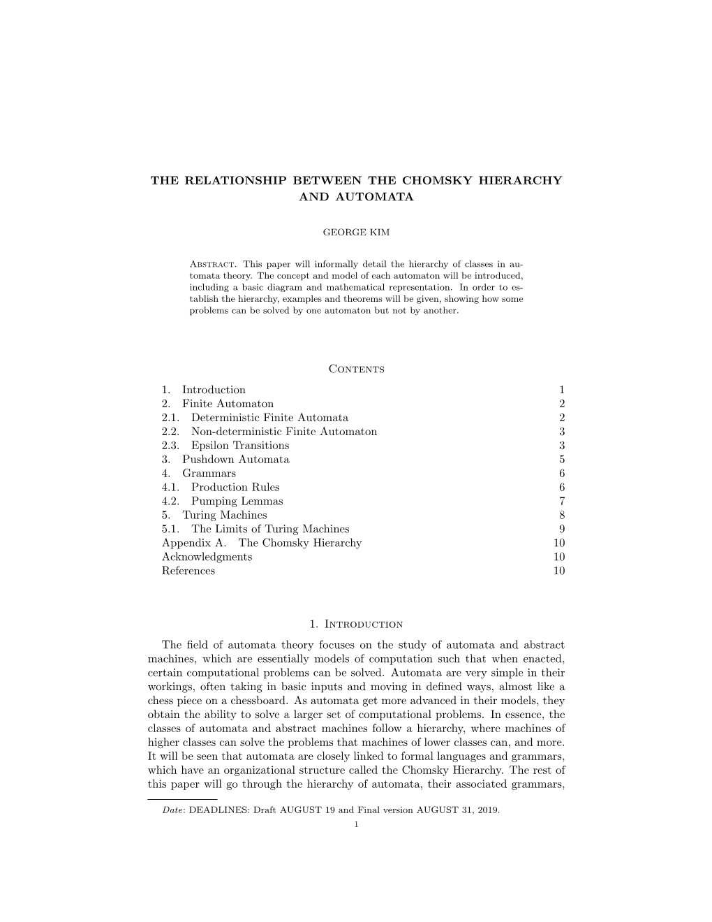 The Relationship Between the Chomsky Hierarchy and Automata