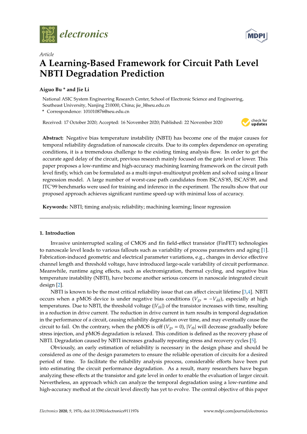 A Learning-Based Framework for Circuit Path Level NBTI Degradation Prediction