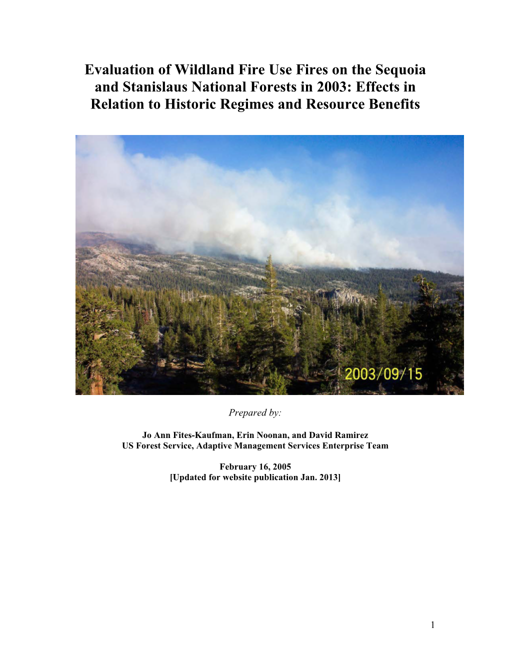 Historic Fire Regimes in the Northern Sierra Nevada