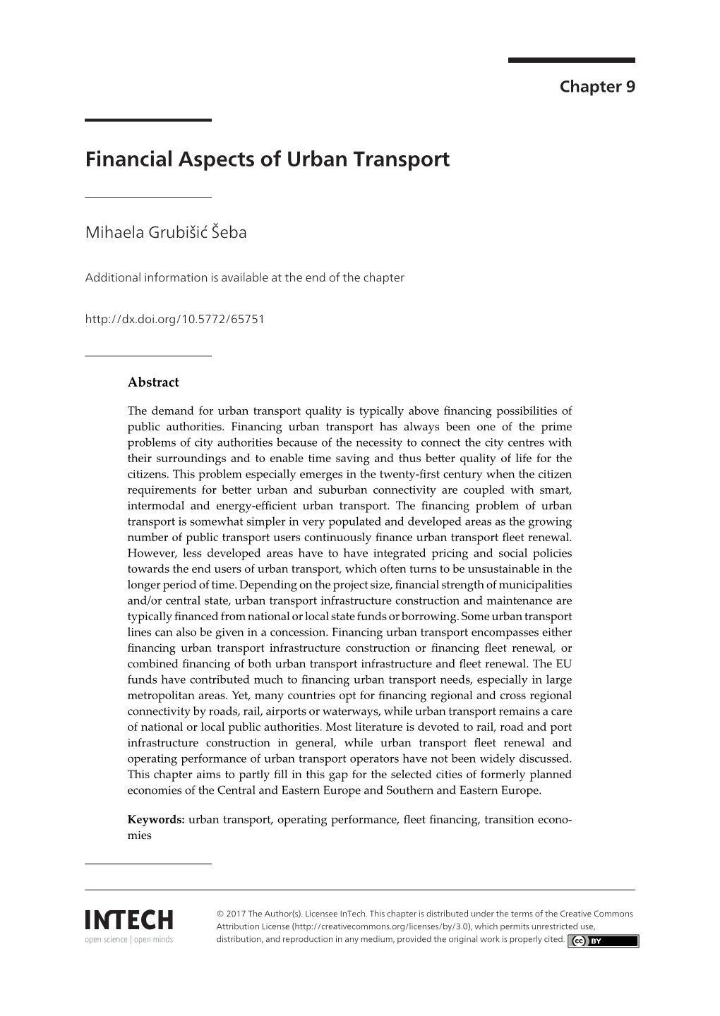 Financial Aspects of Urban Transport Financial Aspects of Urban Transport