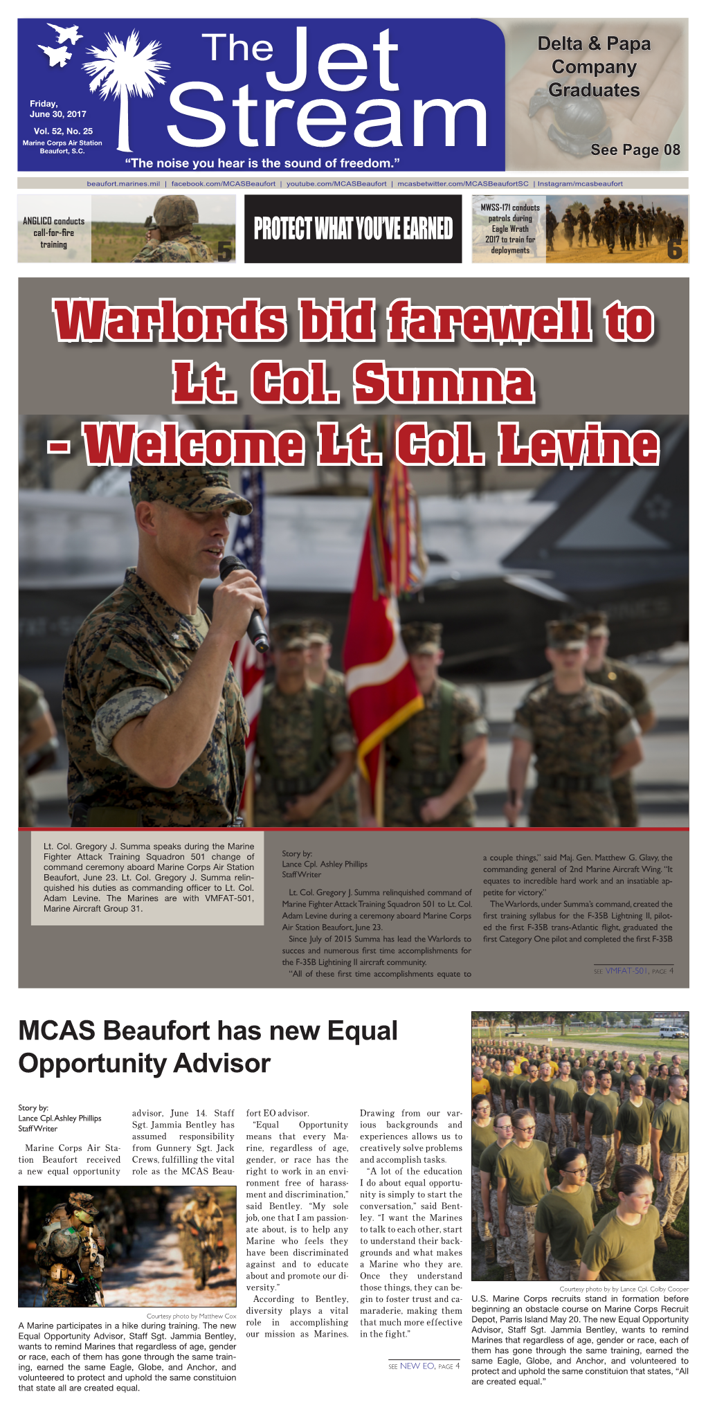 Warlords Bid Farewell to Lt. Col. Summa - Welcome Lt